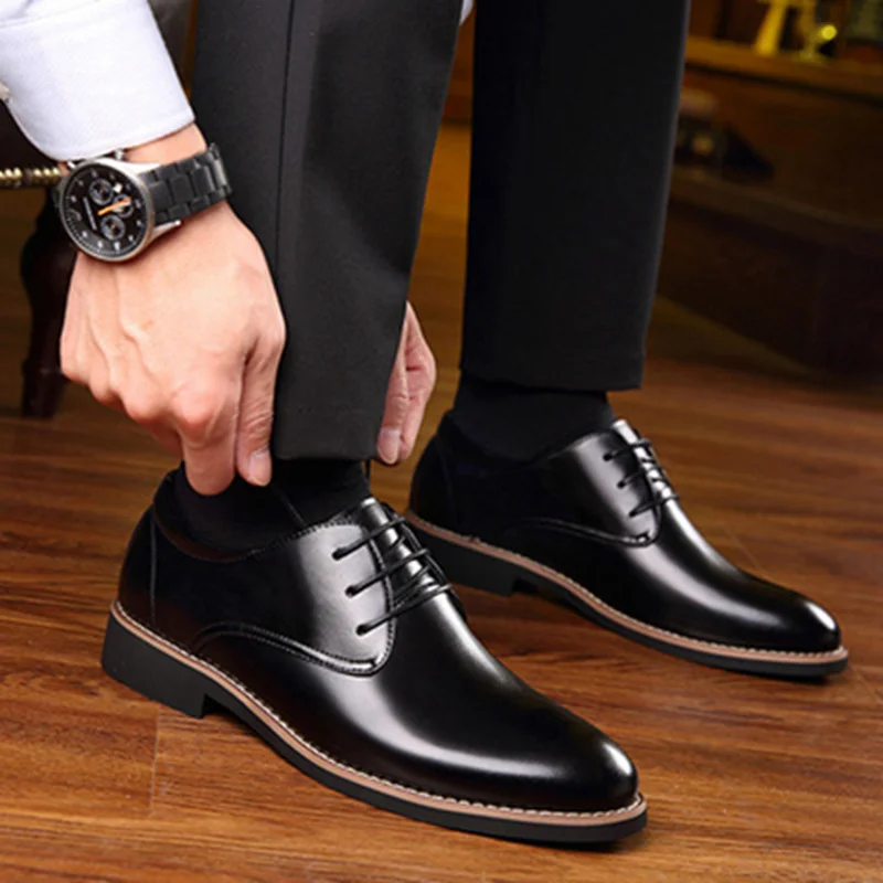 Кожаная обувь мужская деловая осенне зимняя новая Корейская Мягкая Мужская