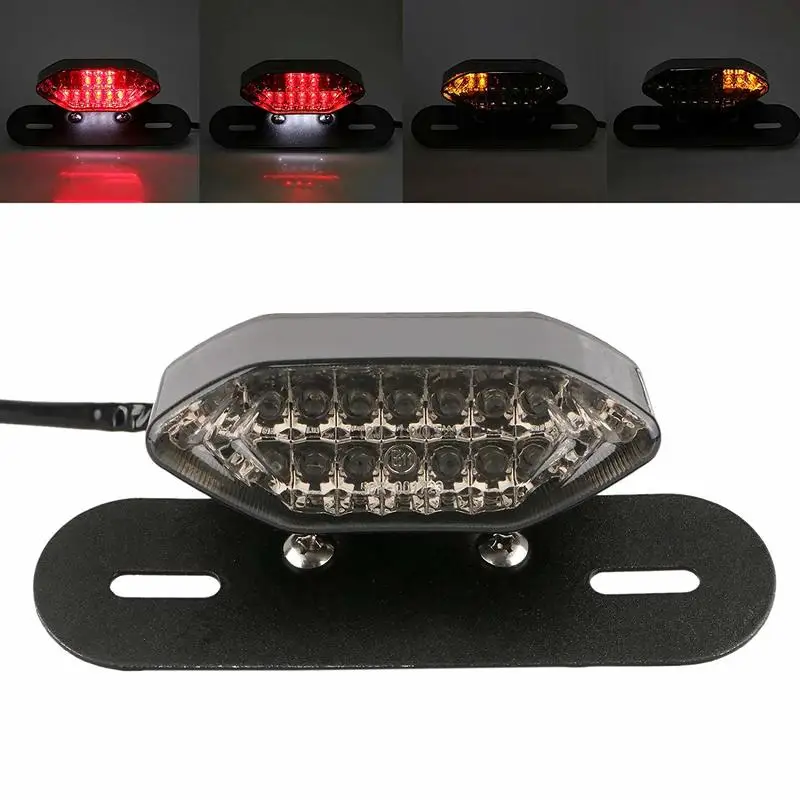 12V Motorcycle Integrated Brake Tail Light, 3-Color LED Turn Signals License Plate Bracket
12V Motorcycle Integrated Brake Tail Light, 3-Color LED Turn Signals License Plate Bracket