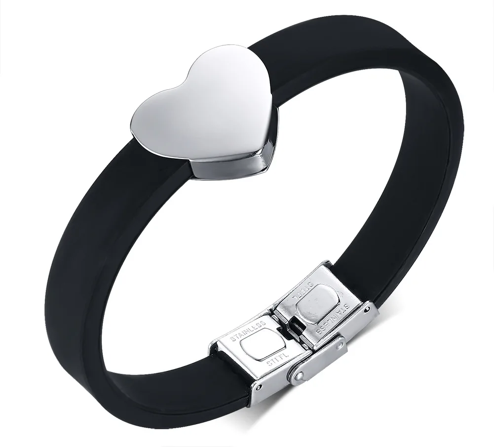 CUTEECO Fashion Design Jewelry Quality Tainless Steel Heart Bracelet For Men Woman Silicone Bracelets & Bangles Jewelry
CUTEECO Fashion Design Jewelry Quality Tainless Steel Heart Bracelet For Men Woman Silicone Bracelets & Bangles Jewelry