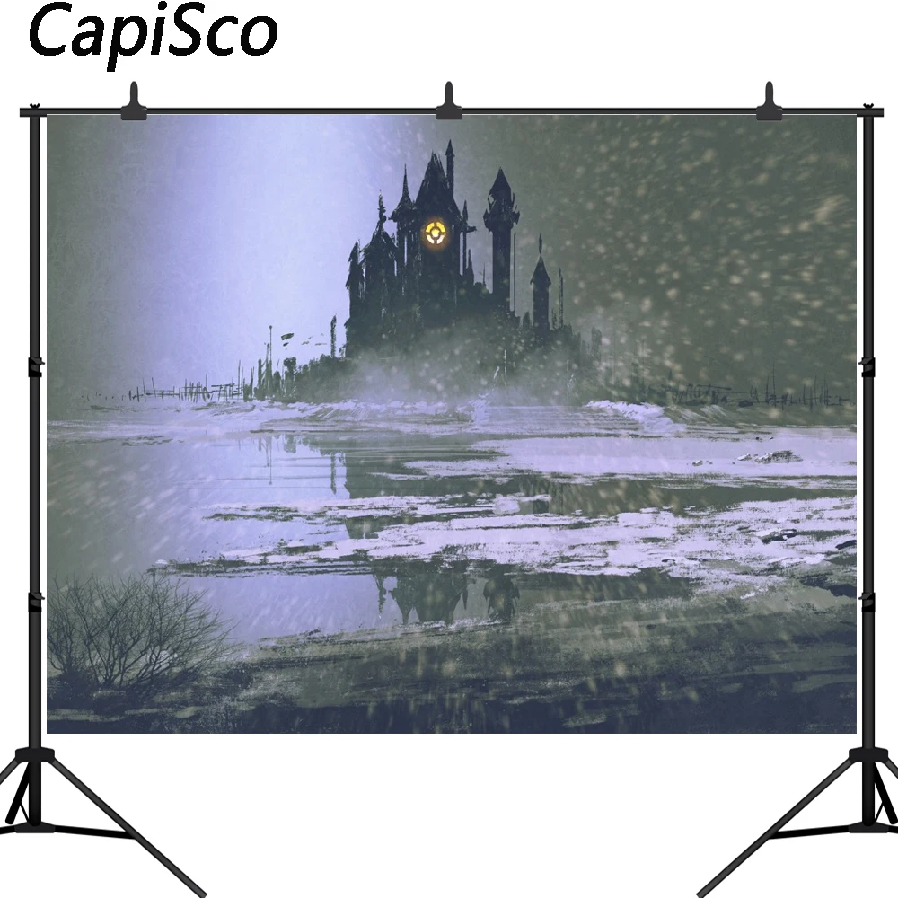 Capisco photography background terror Snowy night lake Castle Halloween theme backdrop professional photo background studio
Capisco photography background terror Snowy night lake Castle Halloween theme backdrop professional photo background studio