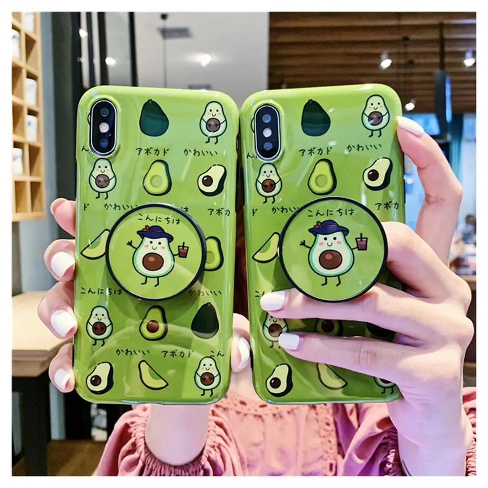 Korean cute avocado Gradient rainbow3D round handle bracket silicone cover for iphone 11Pro MAX XS XR 6 7 8plus phone cases
Korean cute avocado Gradient rainbow3D round handle bracket silicone cover for iphone 11Pro MAX XS XR 6 7 8plus phone cases