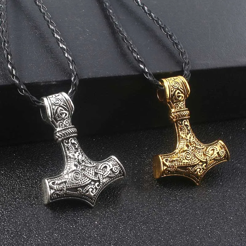 Norse Viking Thor Hammer Mjolnir Pendant Necklace Viking Rune Amulet Rope Chain Charm Choker With Vintage Metal Hammer Jewelry
Norse Viking Thor Hammer Mjolnir Pendant Necklace Viking Rune Amulet Rope Chain Charm Choker With Vintage Metal Hammer Jewelry