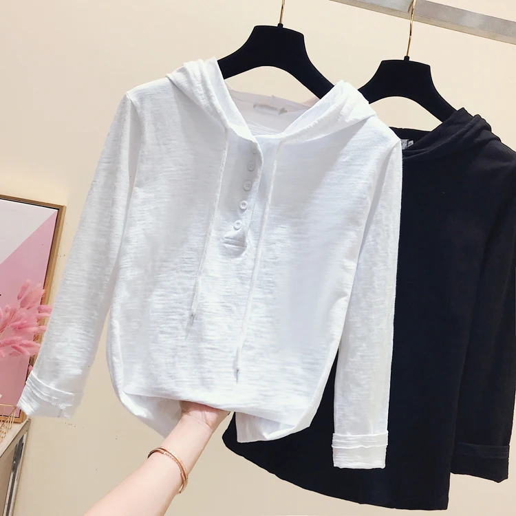 Spring Clothes Sweatshirt Women Bamboo Cotton Shirts Ladies Simple White Long-sleeved T-shirt Loose Hooded Shirts Pullovers
Spring Clothes Sweatshirt Women Bamboo Cotton Shirts Ladies Simple White Long-sleeved T-shirt Loose Hooded Shirts Pullovers