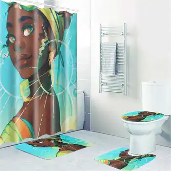 African Girl Shower Curtain Bath Mat Toilet Pad Set Character Pattern Anti-slip Toilet Pattern Carpet Flannel Bath Mat
African Girl Shower Curtain Bath Mat Toilet Pad Set Character Pattern Anti-slip Toilet Pattern Carpet Flannel Bath Mat