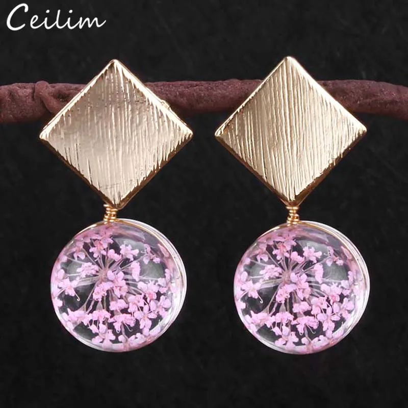 2019 Trendy Colorful Dried Flower Earrings for Women Cute Gold Color Transparent Ball Dangle Drop Earring Statement Jewelry Gift
2019 Trendy Colorful Dried Flower Earrings for Women Cute Gold Color Transparent Ball Dangle Drop Earring Statement Jewelry Gift