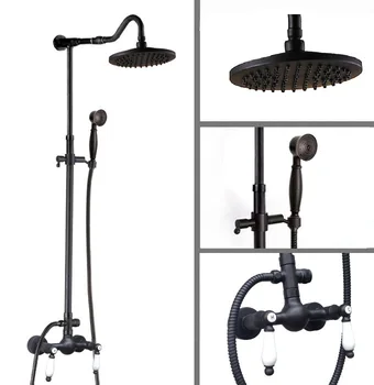 Luxury Black Oil Rubbed Bronze 8" Bathroom Wall Mount Rain Shower Faucet Set Double Ceramic Handle Mixer Tap Crs775
Luxury Black Oil Rubbed Bronze 8" Bathroom Wall Mount Rain Shower Faucet Set Double Ceramic Handle Mixer Tap Crs775