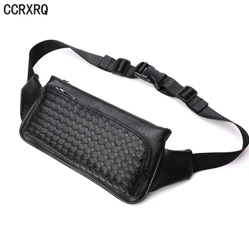 CCRXRQ Waist Bag Men 2019 New Brand Fashion Waist Pack High-quality Leather Fanny Pack Handy Belt Bags Black Crossbody Chest Bag