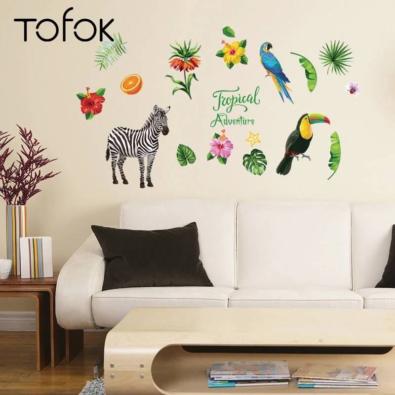 Tofok 50*70cm Tropical Parrot Zebra Wall Stickers Sofa TV Background Wall Decoration Hot Sale Adhesive Murals Removable Decal
Tofok 50*70cm Tropical Parrot Zebra Wall Stickers Sofa TV Background Wall Decoration Hot Sale Adhesive Murals Removable Decal