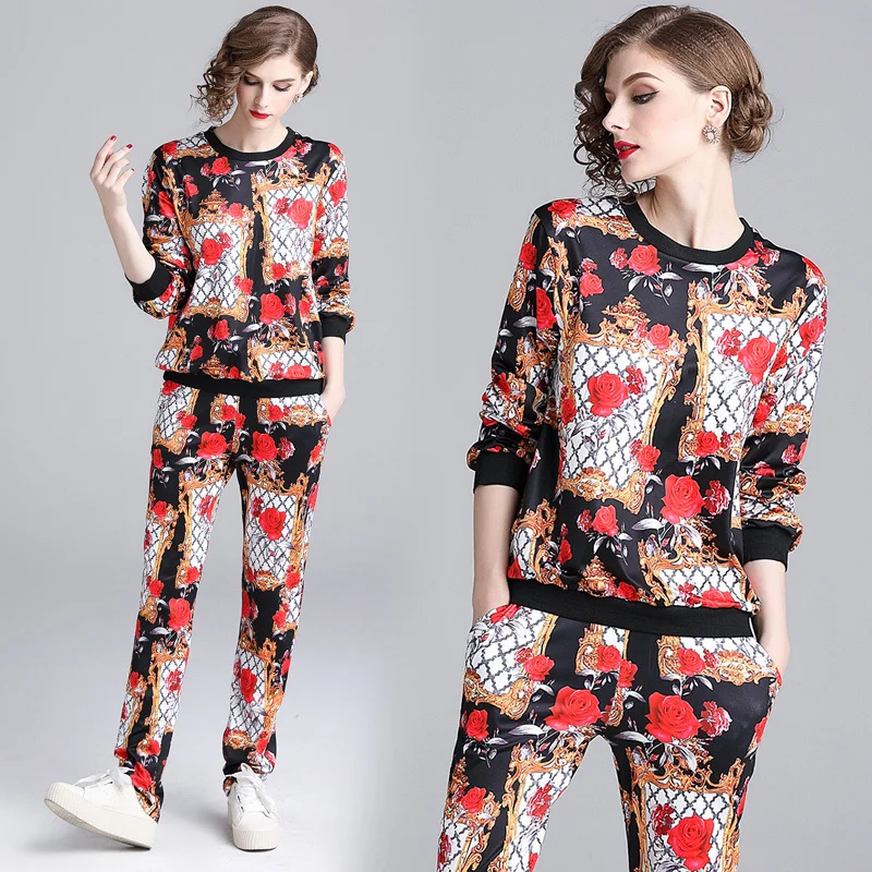 2019 Spring Summer Fall Runway 2 Piece Women Sets Retro Vintage Print Pullover Top Sweatshirt Pant Suits Outfits Tracksuits
2019 Spring Summer Fall Runway 2 Piece Women Sets Retro Vintage Print Pullover Top Sweatshirt Pant Suits Outfits Tracksuits