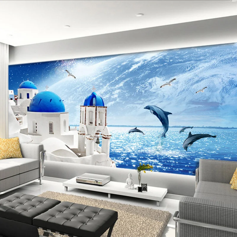 Mediterranean Seaside View Castle Photo Mural Wallpaper Jumping Dolphins Creative Living Room Bedroom Home Decor 3D Wall Murals
Mediterranean Seaside View Castle Photo Mural Wallpaper Jumping Dolphins Creative Living Room Bedroom Home Decor 3D Wall Murals