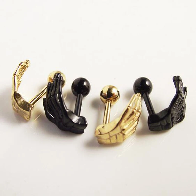 1pcs Free Shipping Gold Silver Black Fashion Tragus Ear Piercing Skull Hand Stainless Steel Cartilage Earring Body Jewelry
1pcs Free Shipping Gold Silver Black Fashion Tragus Ear Piercing Skull Hand Stainless Steel Cartilage Earring Body Jewelry