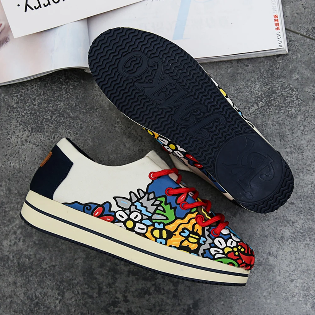 Ladies Casual Canvas Shoes Women Platform Cloth Shoes Low Top Plate Shoes Chinese Style Thick Bottom Shoes