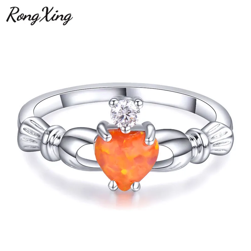 RongXing 925 Sterling Silver Filled Orange Fire Opal Heart Claddagh Rings for Women Luxury Jewelry Wedding Ring Female Accessory
RongXing 925 Sterling Silver Filled Orange Fire Opal Heart Claddagh Rings for Women Luxury Jewelry Wedding Ring Female Accessory