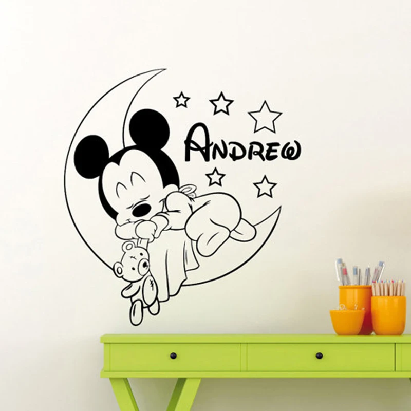 Mickey Mouse Vinyl wall stickers for kids room Personalized Name Removeable Decal Baby Bedroom Decor Custom Name ZX208
Mickey Mouse Vinyl wall stickers for kids room Personalized Name Removeable Decal Baby Bedroom Decor Custom Name ZX208