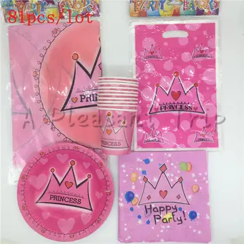 81pcs / lot Cartoon Pink Crown Theme Child Birthday Decoration Table Cloth Cup Napkin Gift Bag Party Supplies for 10 kids
81pcs / lot Cartoon Pink Crown Theme Child Birthday Decoration Table Cloth Cup Napkin Gift Bag Party Supplies for 10 kids