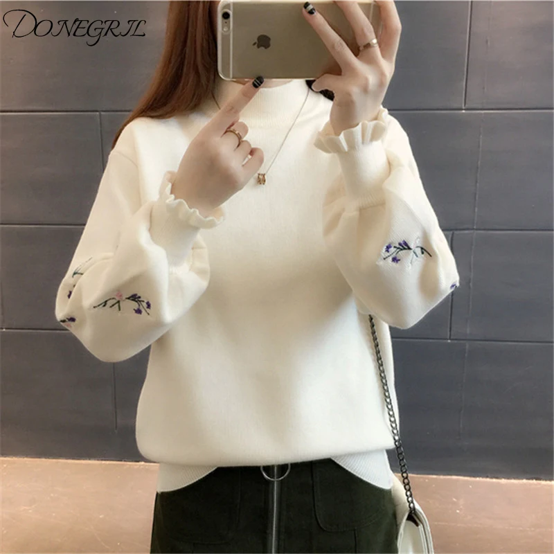 2018 autumn and winter new embroidered sweater women's head short paragraph bottoming shirt loose Korean long-sleeved knit top
2018 autumn and winter new embroidered sweater women's head short paragraph bottoming shirt loose Korean long-sleeved knit top