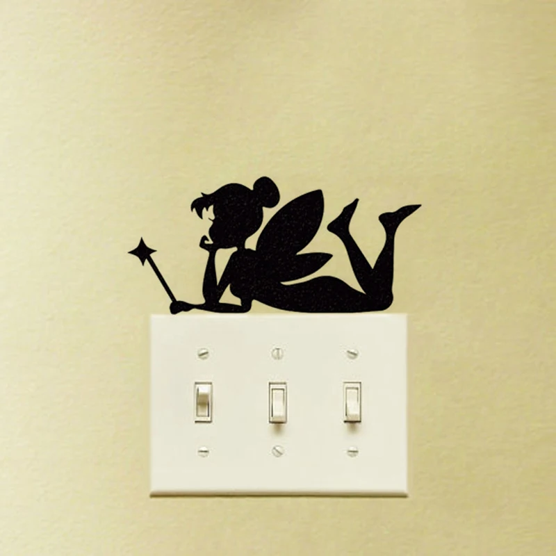 KUCADA Black Creative fairy DIY Wall Stickers Switch Sticker Home Decoration Wallpaper JG1880 | Дом и сад