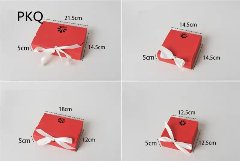 5*5cm large gift box packaging paper box with ribbon red brown