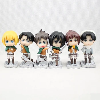 6pcs/set Attack on Titan Eren Mikasa Armin Rivaille Cute PVC Action Figure Collectible Model Toy 7cm KT3836
6pcs/set Attack on Titan Eren Mikasa Armin Rivaille Cute PVC Action Figure Collectible Model Toy 7cm KT3836