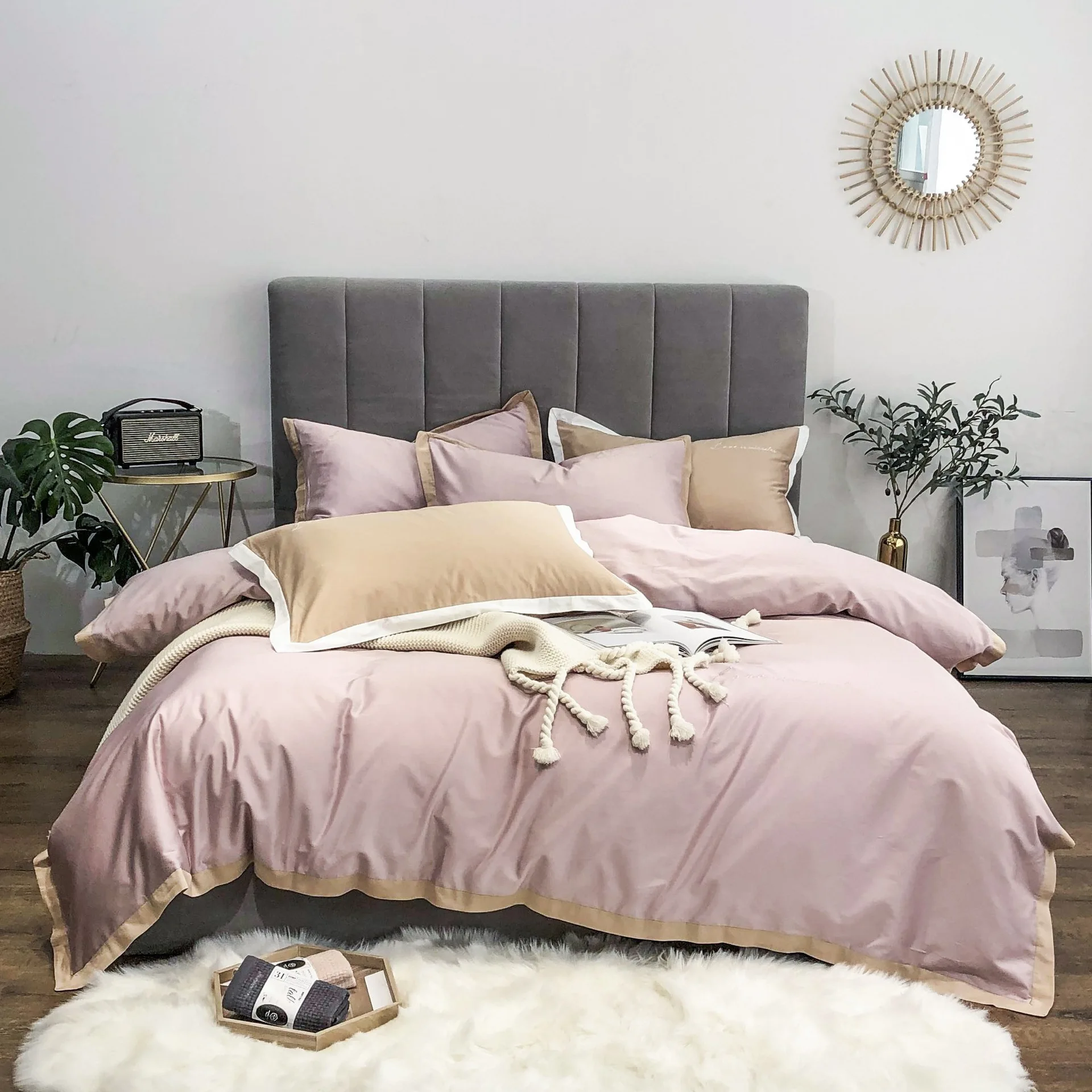 ROWBOE brand 60s Egyptian cotton light luxury comfortable bedding King size bed set embroidery duvet cover sheets pillowcase
ROWBOE brand 60s Egyptian cotton light luxury comfortable bedding King size bed set embroidery duvet cover sheets pillowcase