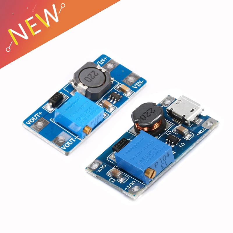10PCS MT3608 DC-DC Adjustable Boost Module 2A Boost Plate Step Up Module with MICRO USB 2V-24V to 5V 9V 12V 28V
10PCS MT3608 DC-DC Adjustable Boost Module 2A Boost Plate Step Up Module with MICRO USB 2V-24V to 5V 9V 12V 28V