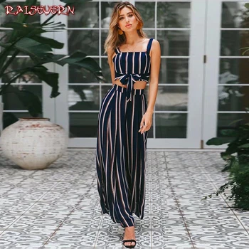 RAISEVERN Striped Vacation Women Set Women Sexy Daily Sleeveless High Waist Top Pant Two Piece Set Wide Leg Clothing Set 2019
RAISEVERN Striped Vacation Women Set Women Sexy Daily Sleeveless High Waist Top Pant Two Piece Set Wide Leg Clothing Set 2019