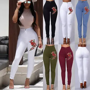 Fashion Women High Waist Skinny Stretch Pencil Pants Long Slim Trousers Embroidery Floral
Fashion Women High Waist Skinny Stretch Pencil Pants Long Slim Trousers Embroidery Floral