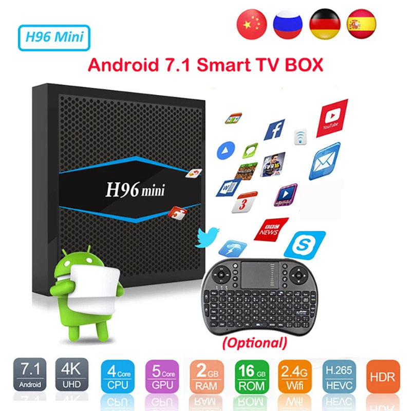 TV BOX H96mini Android 7.1 H96 mini Smart TV BOX S905W Quad Core support 4K*2K UHD 2.4GHZ WIFI Set Top Box+i8 wireless keyboard
TV BOX H96mini Android 7.1 H96 mini Smart TV BOX S905W Quad Core support 4K*2K UHD 2.4GHZ WIFI Set Top Box+i8 wireless keyboard