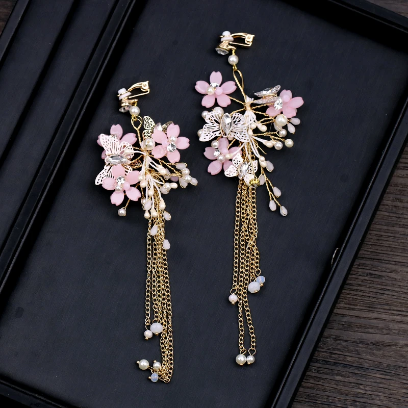 2 Pcs Vintage Pink White Flower Clip On Earrings Pearl Chain Tassel Leaf Clip Ear Handmade Gold Cuff Earrings For Women Jewelry
2 Pcs Vintage Pink White Flower Clip On Earrings Pearl Chain Tassel Leaf Clip Ear Handmade Gold Cuff Earrings For Women Jewelry