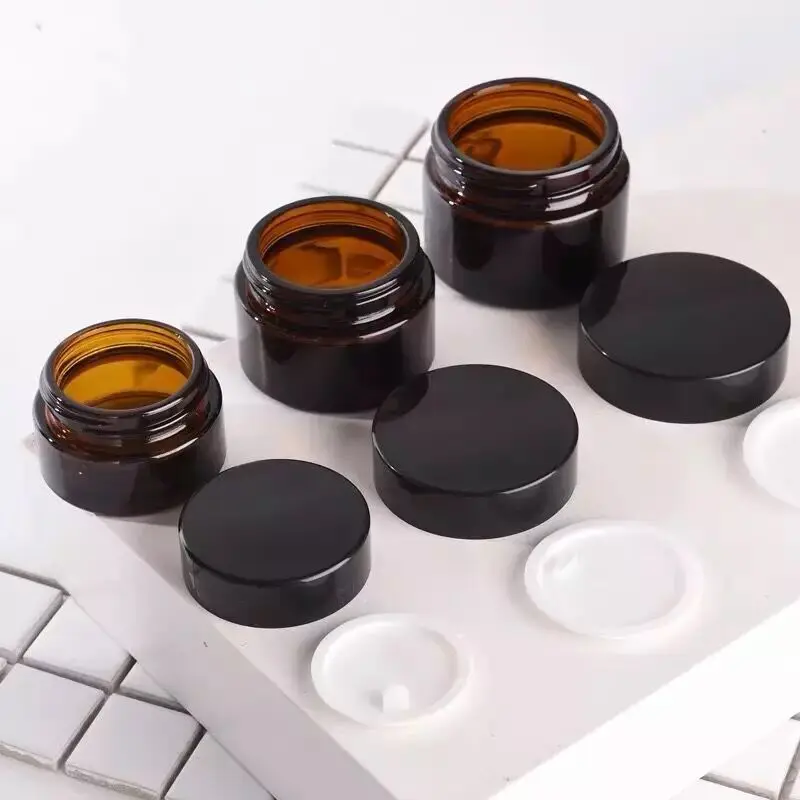 100pcs Amber Glass Facial Cream Empty Jar Cosmetic Sample Container Travel Refillable Bottles Pot With Black/White/Gold Lid Pot
100pcs Amber Glass Facial Cream Empty Jar Cosmetic Sample Container Travel Refillable Bottles Pot With Black/White/Gold Lid Pot