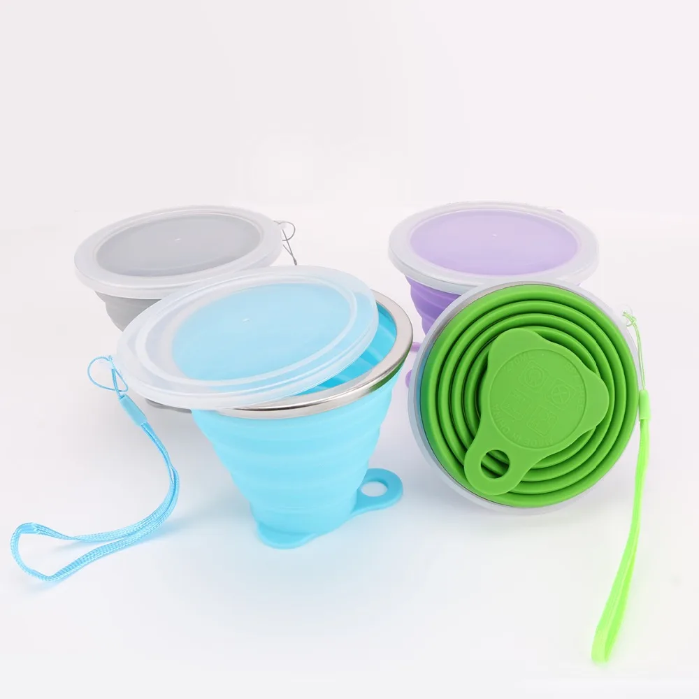 270ML Outdoor Travel Cup Silicone Folding cups with lid 4 Colors Telescopic Collapsible Coffee Cups Retractable Sport Water Cup
270ML Outdoor Travel Cup Silicone Folding cups with lid 4 Colors Telescopic Collapsible Coffee Cups Retractable Sport Water Cup