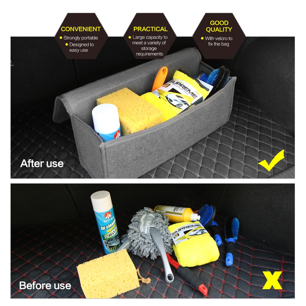 Autocare Car Tool Bag Trunk Storage Organizer Bag Velcrofix holds to car carpet 