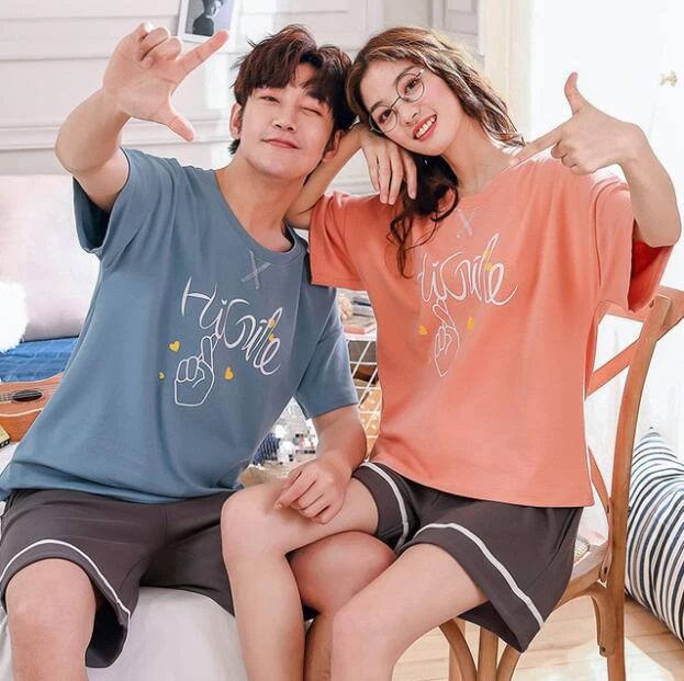 Couples Pajama Sets Summer Pajamas For Lovers Cartoon Sleepwear Cotton Short Sleeve Round Neck Plus Size 
Couples Pajama Sets Summer Pajamas For Lovers Cartoon Sleepwear Cotton Short Sleeve Round Neck Plus Size