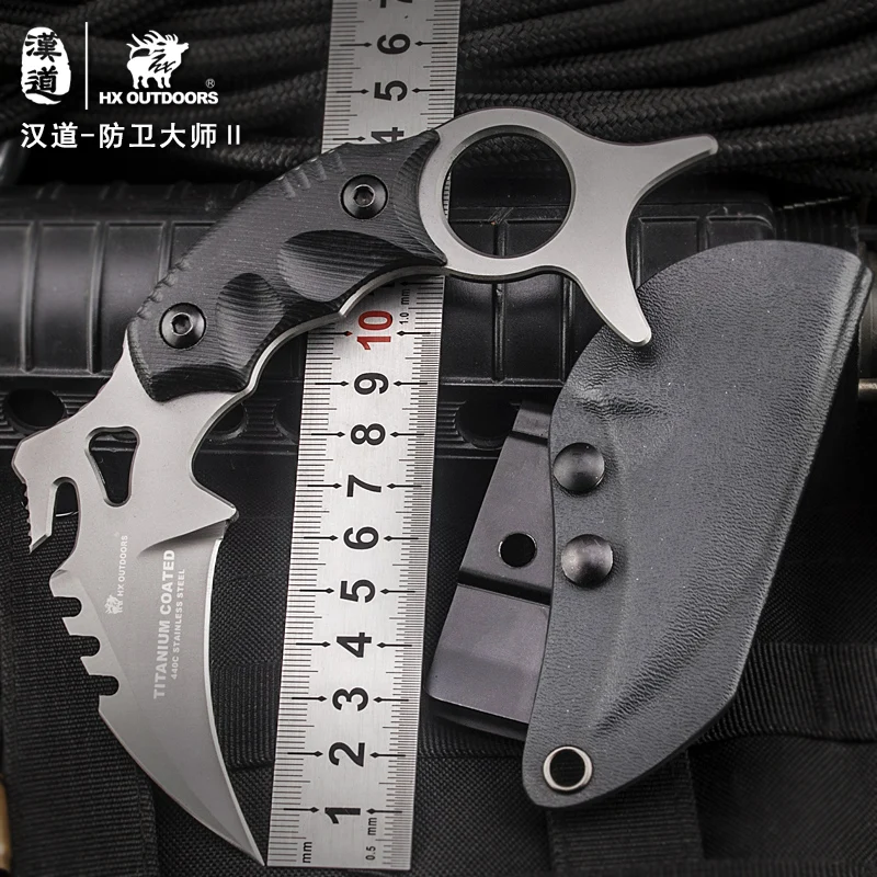 HX OUTDOORS Karambit Fixed Blade Knife 440C Titanium Coated Blade K10 Handle Defense Knives Camping Cold Steel Claw EDC Knife
HX OUTDOORS Karambit Fixed Blade Knife 440C Titanium Coated Blade K10 Handle Defense Knives Camping Cold Steel Claw EDC Knife