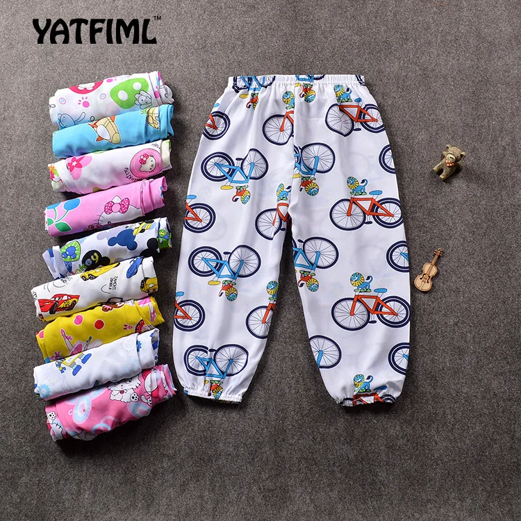 Детские хлопковые штаны YATFIML 10 узоров свободная Пижама для мальчиков и девочек с