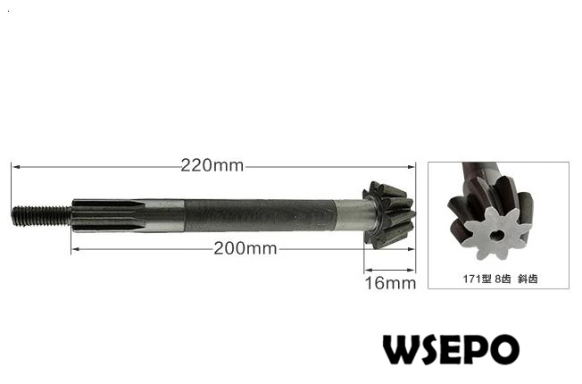 OEM Quality! Driven bevel gear shaft 220mm for 170F(7HP)Gas Engine or 170F/173F 4~5HP Diesel Engine Powered Farm/Garden Tillers
OEM Quality! Driven bevel gear shaft 220mm for 170F(7HP)Gas Engine or 170F/173F 4~5HP Diesel Engine Powered Farm/Garden Tillers
