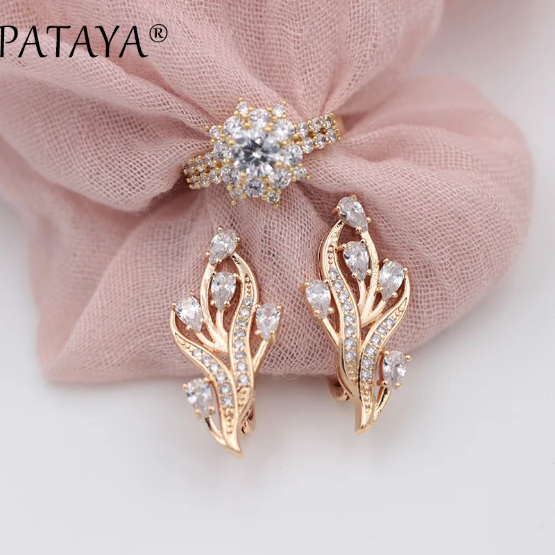 Женские вечерние серьги кольца PATAYA роскошные комплекты из розового золота 585
