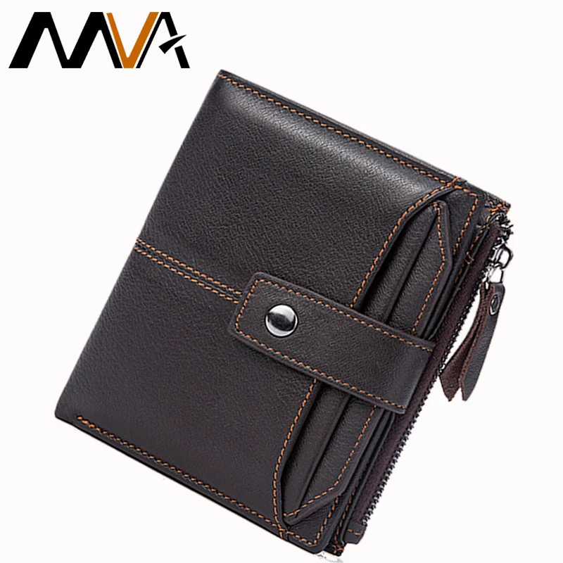 Image MVA Money Clip Wallets Genuine Leather Wallet Purse Coin Pocket Photo Short Wallets Casual Leather Wallet Male Purse Clutches