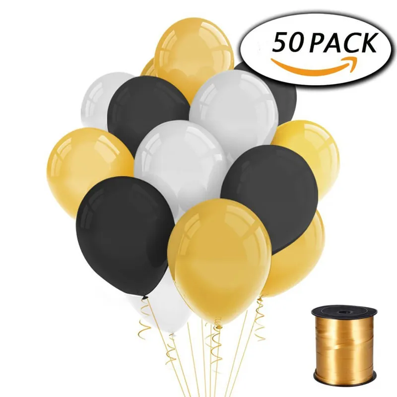 Party Decorations Ballons, 50 Pack 12 '' BTRUDI Thickness Latex Balloons (Gold and White and Black Color) Wedding & Engagement
Party Decorations Ballons, 50 Pack 12 '' BTRUDI Thickness Latex Balloons (Gold and White and Black Color) Wedding & Engagement