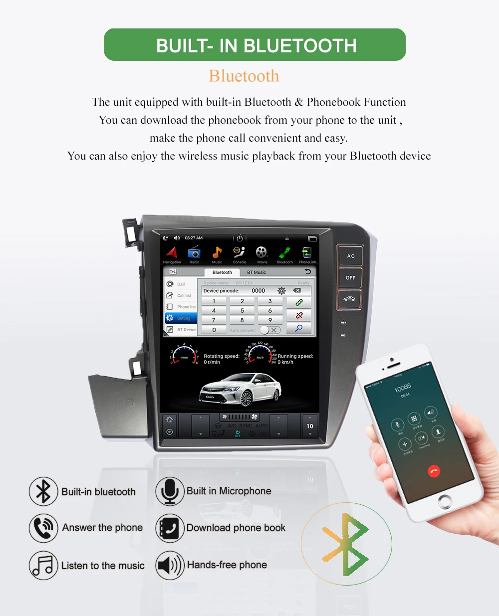 Top Bonroad 10.4" Android 7.1 Car multimedia Player GPS Navigationfor For HONDA CIVIC left driving 2012 Vertical Screen ROM 32G 6