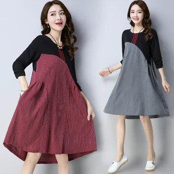 New Plus Size Retro Stripe Splicing Traditional Cotton and Linen Women The National Wind Costume Ethnic Style Dress NY188909
New Plus Size Retro Stripe Splicing Traditional Cotton and Linen Women The National Wind Costume Ethnic Style Dress NY188909