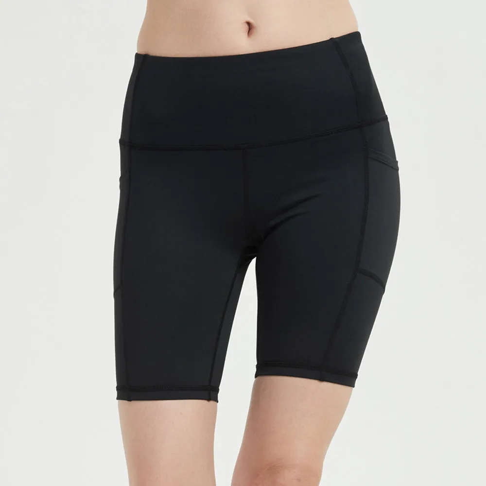 2019 Women's Solid color biker shorts Mid Elastic Waist Pockets sports shorts Tummy Workout Running korte broek dames
2019 Women's Solid color biker shorts Mid Elastic Waist Pockets sports shorts Tummy Workout Running korte broek dames