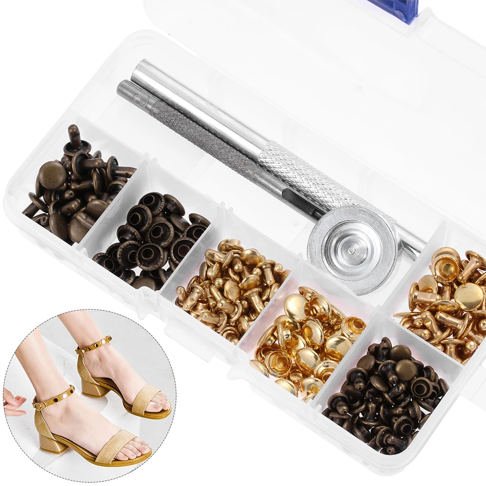 120Set Metal Double Cap Round Rapid Rivet Spike Stud Leather Craft Belt Bag Clothes Repair Nail Flat Head With Tool Garment Deco
120Set Metal Double Cap Round Rapid Rivet Spike Stud Leather Craft Belt Bag Clothes Repair Nail Flat Head With Tool Garment Deco