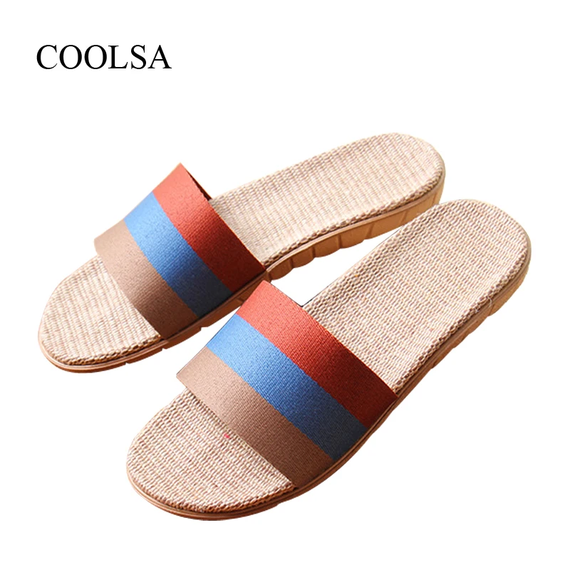 COOLSA New Arrival Men's Striped Anti-slip Slippers Lightweight Breathable Fashion Beach Slippers Home Linen Slippers for Men
COOLSA New Arrival Men's Striped Anti-slip Slippers Lightweight Breathable Fashion Beach Slippers Home Linen Slippers for Men