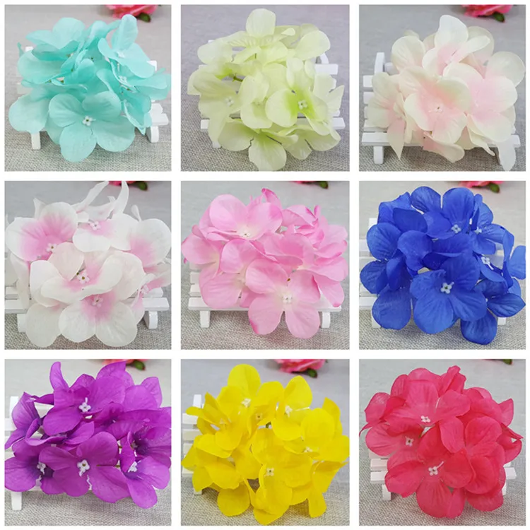 WedFavor 50pcs 12cm Silk Fabric Hydrangea Flower Heads For Wedding Hair Wreath Corsage DIY Bouquet Background Wall Decoration | Дом и сад