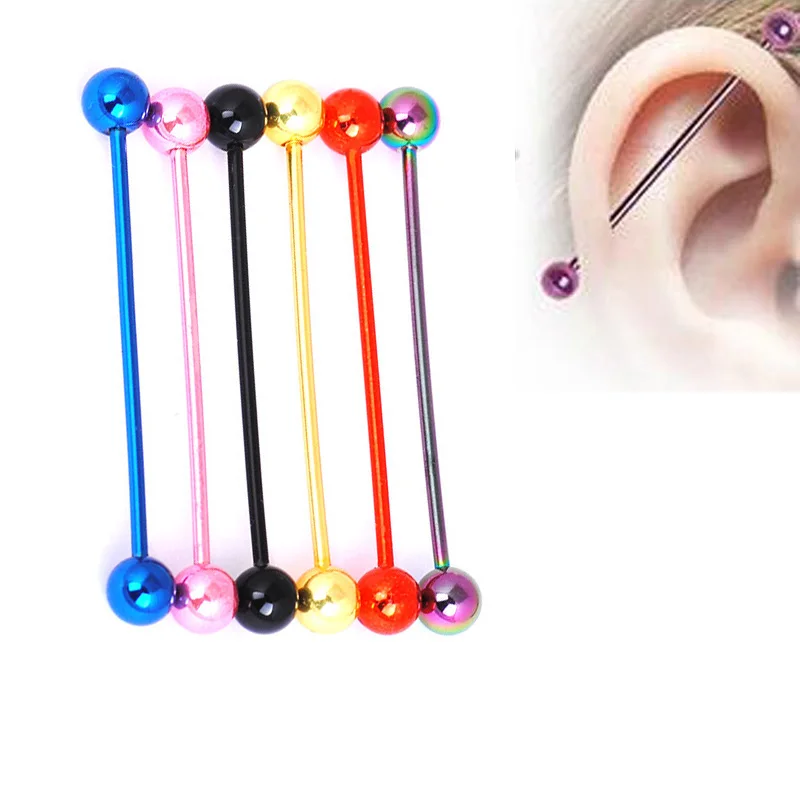 2 Pcs New Year Surgical Stainless Steel 1.6*38*5mm Ball 14G Long Industrial Barbell Neon Candy Color Body Ear Piercing Jewelry
2 Pcs New Year Surgical Stainless Steel 1.6*38*5mm Ball 14G Long Industrial Barbell Neon Candy Color Body Ear Piercing Jewelry