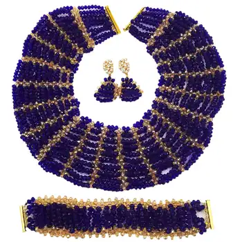 Royal Blue Gold Crystal Beaded Jewelry Set Nigerian Wedding African Beads Set Bridal Party Gifts SXK016
Royal Blue Gold Crystal Beaded Jewelry Set Nigerian Wedding African Beads Set Bridal Party Gifts SXK016