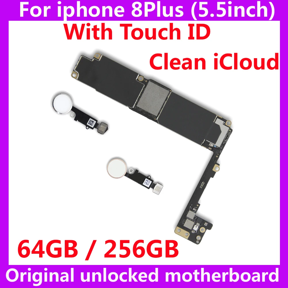 Clean ID motherboard for iphone 8 Plus 8Plus 64GB 256GB Original unlocked mainboard with / NO touch ID IOS system logic board
Clean ID motherboard for iphone 8 Plus 8Plus 64GB 256GB Original unlocked mainboard with / NO touch ID IOS system logic board