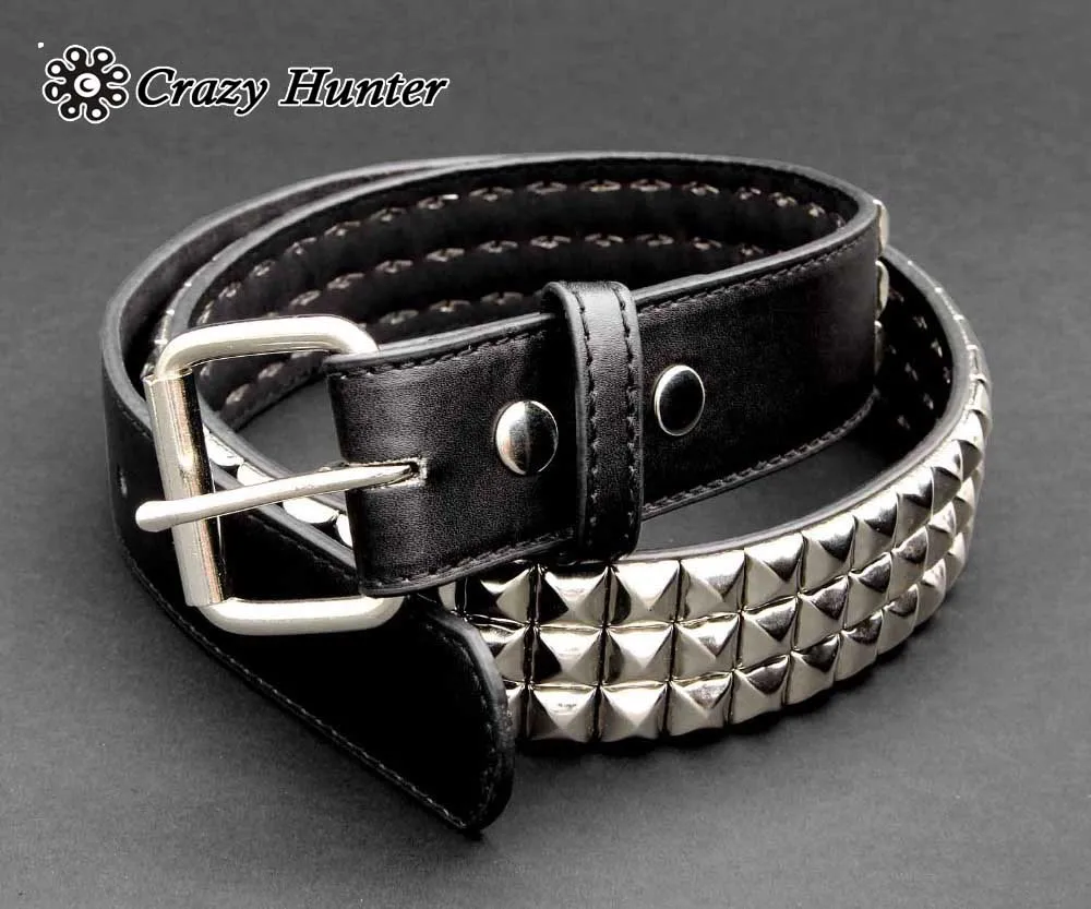 NEW Real Leather Studded Belt Biker Punk Gothic Rocker