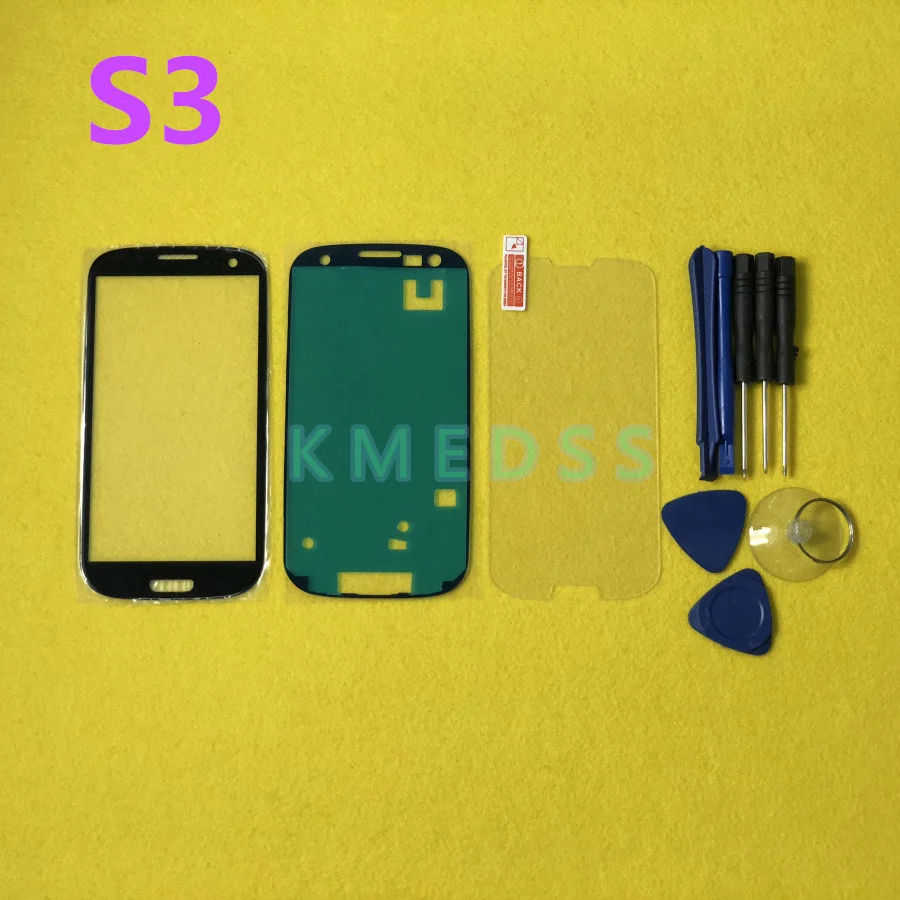 

Replacement LCD Front Touch Screen Glass Outer Lens + Sticker + Protective film + Tools For Samsung Galaxy S3 i9300 i9305 i747